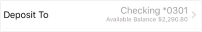 Screenshot example of 'Deposit To' select feature